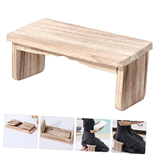 Toddmomy Buddha Kneeling Stool Adjustable Stool Collapsible Stool Portable Folding Stool Yoga Meditation Bench Zazen Bench Meditation Kneeling Stool Non-Skid Stool Kneel Stool Wooden Stool - Image 6