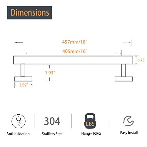 NearMoon Bathroom Towel Bar, Bath Accessories Thicken Stainless Steel Shower Towel Rack For Bathroom, Towel Holder Wall Mounted (Matte Black, 18 Inch) - Image 2