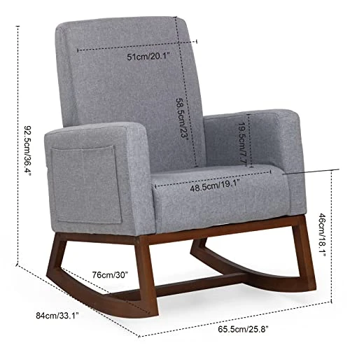 Paddie Rocking Chair Nursery Glider Rocker Chair Tall Back Upholstered Accent Armchair For Living Room Bedroom Office - Image 2