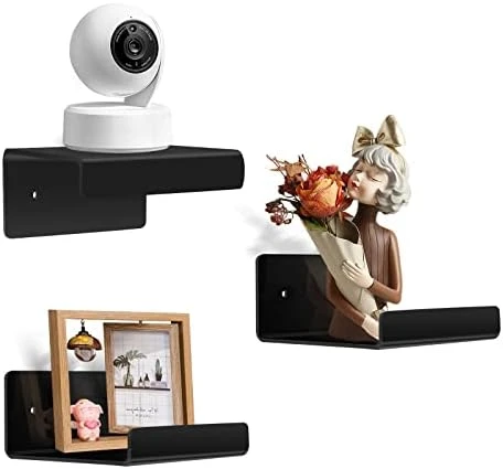 Douildhaiy 3 Pack Acrylic Small Floating Shelf For Wall Storage,4'' Clear Mini Adhesive Shelf For Living Room,Bathroom,Bedroom (Adhesive&Drilling) - Image 7