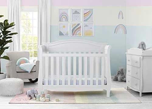 Delta Children Lancaster 4-in-1 Convertible Baby Crib, Bianca White - Image 2