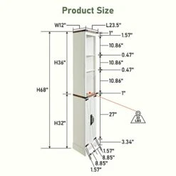 OKD Tall Corner Cabinet, Farmhouse Storage Cabinet With Barn Door Design & Adjustable Shelves, Home Space Saver For Bathroom, Living Room, Laundry Room, Rustic Oak With Antique White