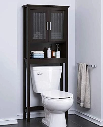 Spirich Home Bathroom Shelf Over The Toilet, Bathroom Cabinet Organizer With Moru Tempered Glass Door (White) - Image 8