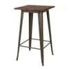 Glitzhome Modern Style Square High Heavy-Duty Metal Bar Table With Wooden Top Sturdy Frame Bistro Pub Table