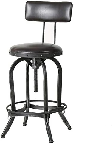 Christopher Knight Home Vlippu Leather Barstool With Backrest, Brown - Image 4