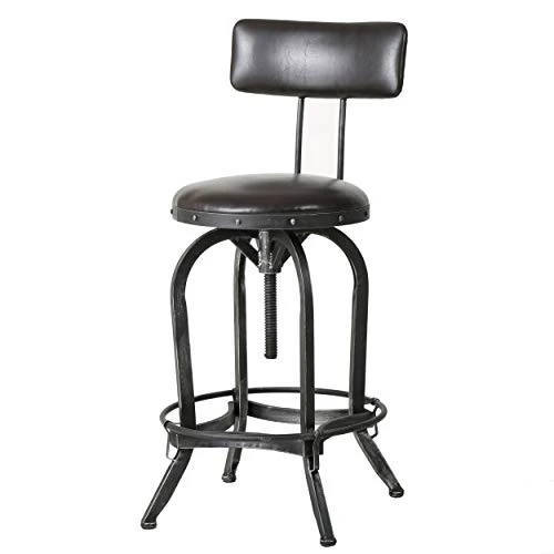 Christopher Knight Home Vlippu Leather Barstool With Backrest, Brown