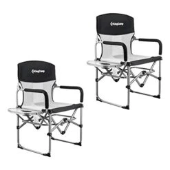 KingCamp Camping Chair Heavy Duty Folding Mesh Chair With Handle And Side Table, 2 Pack