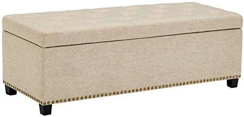 FIRST HILL FHW Thomas Rectangular Storage Ottoman Bench, Large, Stone Grey - Image 9