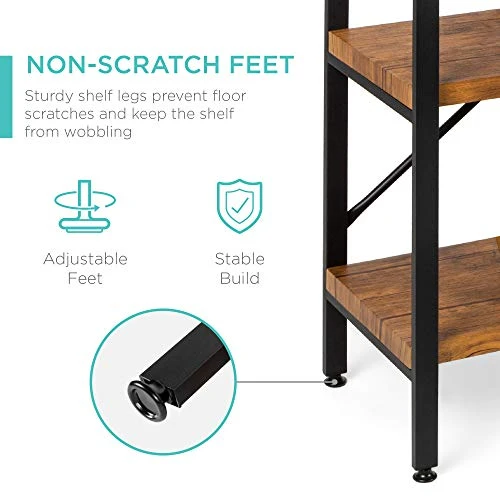 Best Choice Products Large Console Table, 3-Tier 55in Rustic, Industrial Sofa Table Storage For Living Room, Entryway, Foyer, Hallway W/EVA Non-Scratch Feet, Steel Frame - Brown - Image 2