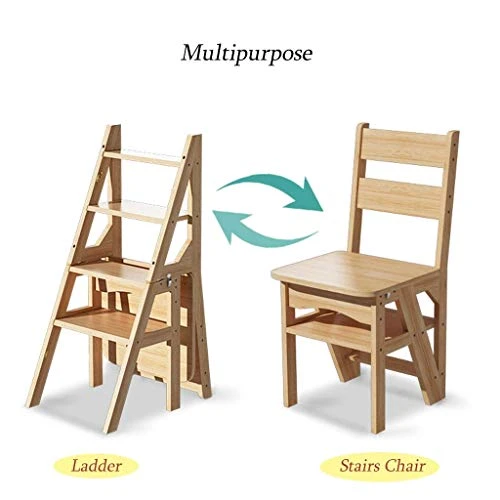 DINGZZ Step Stool- Folding Wooden Step Stool Portable Ladder Chair Seat Versatile Multifunctional Multipurpose Solid Wood - Image 3