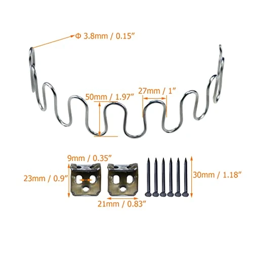 Coshar 3Pcs 16-Inch Sofa Upholstery Spring Replacement, Furniture Recliner Couch Repair Set, Screws And Clips Included - Silver - Image 2