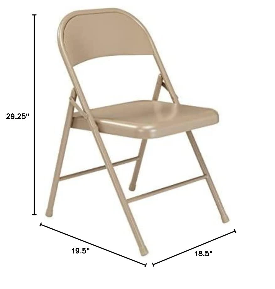 (4 Pack) National Public Seating 901 Commercialine Steel Folding Chair, Beige - Image 3
