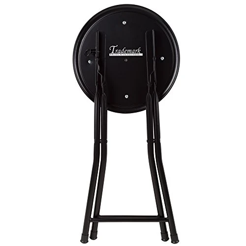 Trademark Home Collection 18 Inch Cushioned Folding Stool, Black - Image 3