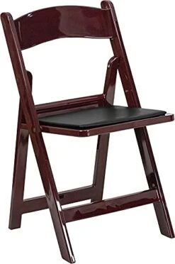 LIVING TRENDS 1 Pack Marvelius 1000 Lb. Capacity Red Mahogany Resin Folding Chair With Black Vinyl Padded Seat