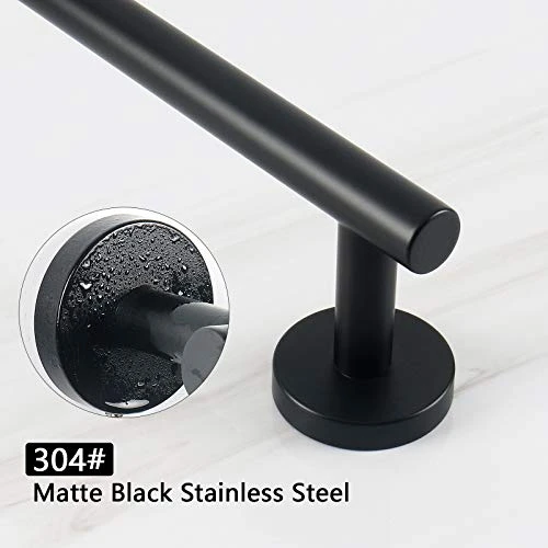 NearMoon Bathroom Towel Bar, Bath Accessories Thicken Stainless Steel Shower Towel Rack For Bathroom, Towel Holder Wall Mounted (Matte Black, 18 Inch) - Image 3