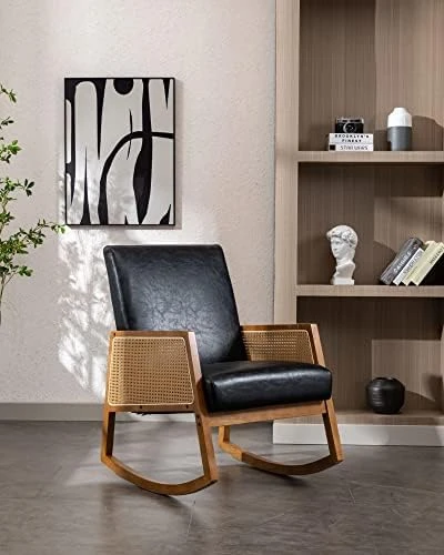 Luccalily Swivel Rocking Chair For Nursery, Upholstered Glider Nursery Chair With Breathable Fabric For Bedroom, Living Room, Beige - Image 10