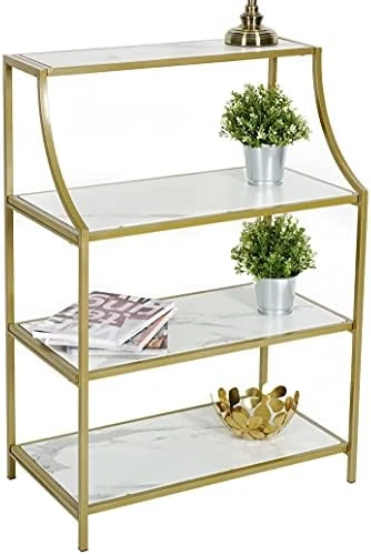 Moncot Narrow Console Table, Entryway Table, Safety-Tempered Clear Glass Table Top With 4-Tier Shelving Storage, Modern Sofa Tables For Hallway, Living Room, Behind Sofa (Glass+Gold) - Image 6