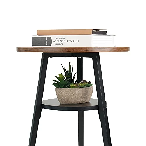 CubiCubi Round End Table, Side Table With Wooden Shelves, 2-Tier Rustic Vintage Table For Living Room Bedroom, Metal Frames And Wooden Boards, Rustic Brown - Image 4
