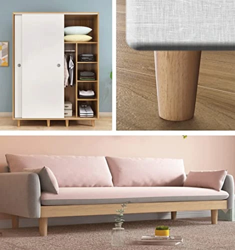 Tapered Wooden Sofa Legs, DIY Solid Wood Furniture Replacement Feet For Couch, Chair, Coffee Table, Cabinet, Set Of 4,Original Wood Colour-25cm - Image 2