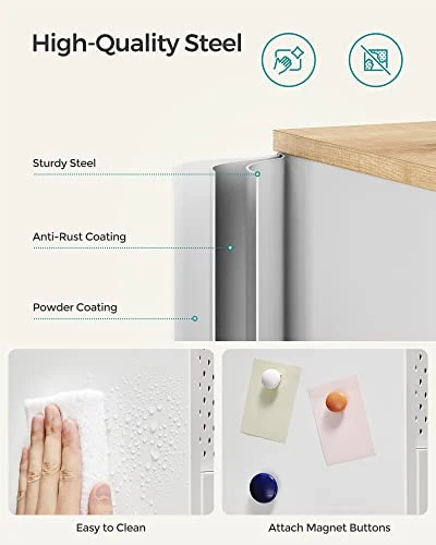 SONGMICS Storage Sideboard, Buffet Table With Adjustable Shelves, Floor Storage Cupboard, Steel Frame, Natural And White ULSC102W57 - Image 3