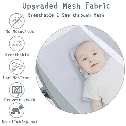 L RUNNZER Baby Crib Tent, Pop Up Crib Canopy To Keep Baby From Climbing Out, Safety Crib Net Mosquitoes Net With See-Through Mesh, Fits Most Standard Cribs - Image 3