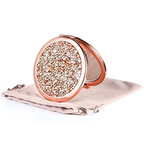 Dynippy Compact Mirror Rose Gold Makeup Mirror Folding Mini Pocket Mirror Portable Hand Mirror Double-Sided 2 X 1x Magnification For Woman Girls Great Gift (A-Butterflies Girl) - Image 11