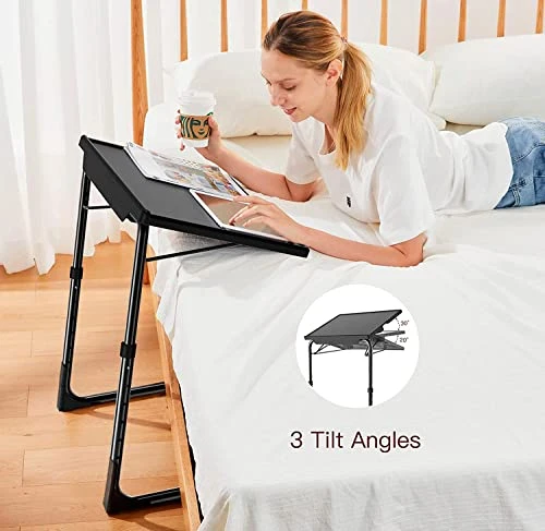 Totnz TV Tray Table, Folding TV Dinner Table Comfortable Folding Table With 3 Tilt Angle Adjustments For Eating Snack Food, Stowaway Laptop Stand (2 Pack) - Image 2