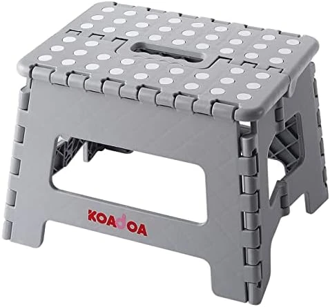 Folding Step Stool, Foldable Step Stool 9 Inch Anti-Slip Lightweight Folding Stools For Kitchen Bathroom Bedroom (Gray) - Image 5