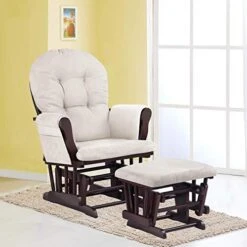REJOICE HOME Atoll Glider With Ottoman, Espresso/Beige