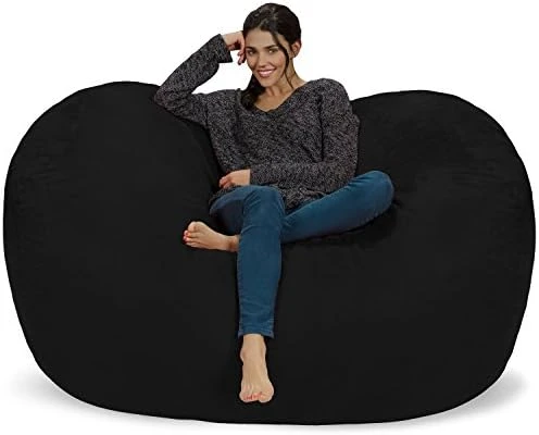 Chill Sack Bean Bag Chair: Huge 6' Memory Foam Furniture Bag And Large Lounger - Big Sofa With Soft Micro Fiber Cover - Black - Image 9