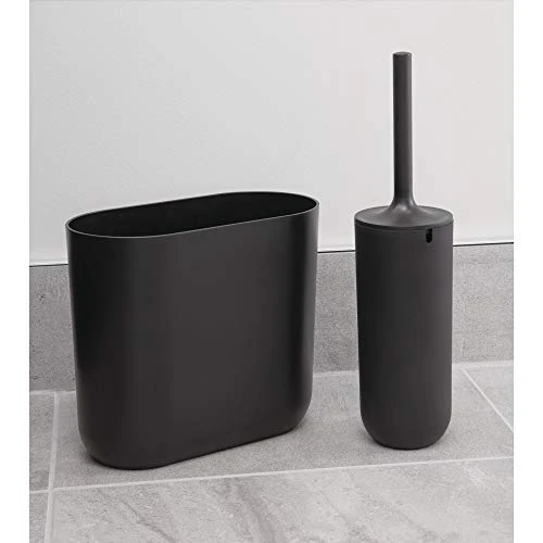 Design Slim Oval Plastic Waste Basket, The Cade Collection β 10.56β X 5.5β X 9.77β, Matte Black - Image 3