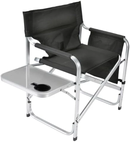 Faulkner Aluminum Director Chair With Folding Tray And Cup Holder, Black - Image 5