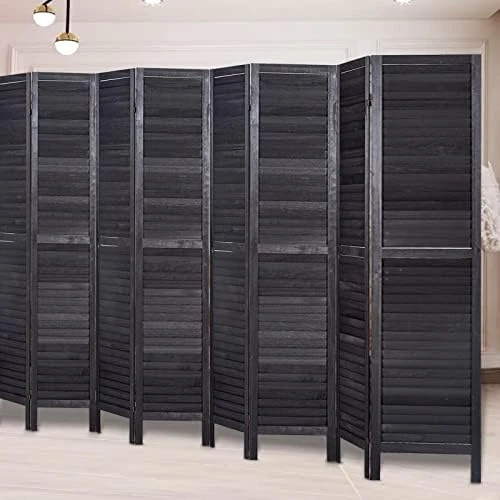 Room Divider 5.6 FT Tall Room Dividers And Folding Privacy Screens Wood Room Divider Wall Folding Screen, Room Divider Screen, 16" Wide Panel Brown, 8 Panel - Image 12