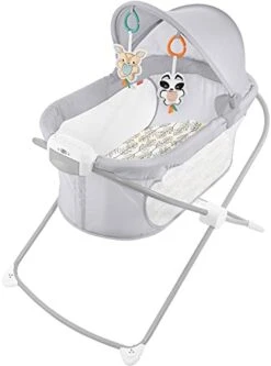 Fisher-Price Portable Baby Bedside Sleeper, Soothing View Projection Bassinet With Lights Music Sounds And Vibrations, Fawning Leaves [Amazon Exclusive]