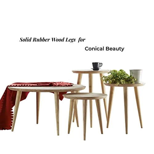 WoodShine Side Table Small Round Solid Wood Sofa Table End Tables Accent Nesting Coffee Table Natural(H:14.37inch) - Image 3