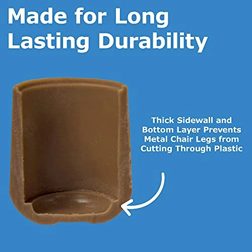 1β Beige Folding Chair Leg Caps (12 Pack) - Heavy Duty Nylon Chair End Caps, Non-Marring Round Hardwood Floor Protectors, Compatible Replacement Plugs For Metal And Padded Folding Chairs Tips (Beige) - Image 3