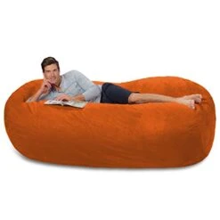 Comfy Sacks Memory Foam Bean Bag Chair, Tangerine Micro Suede
