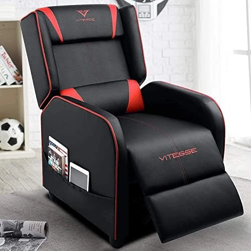 VITESSE VIT Gaming Recliner Chair Racing Style Single PU Leather Sofa Modern Living Room Recliners Ergonomic Comfortable Home Theater Seating, Blue. - Image 10