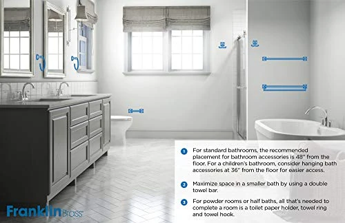 Franklin Brass Jamestown 24 Inch Glass Shelf, Polished Chrome, Bathroom Accessories, 9065PC - Image 4