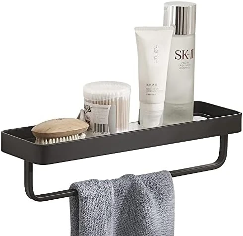 Danpoo Black Floating Shelf Bathroom Wall Shelf, 16" Tempered Glass Shelf Wall Mounted - Image 12