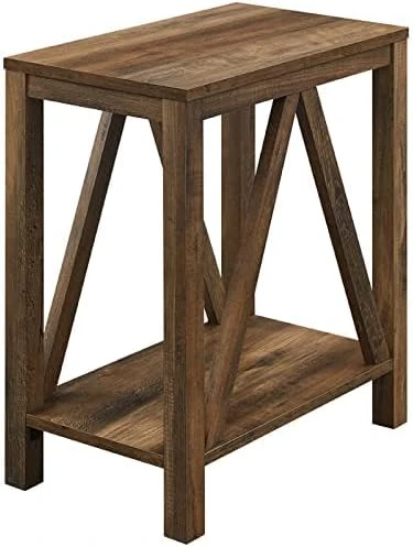 Walker Edison Modern Farmhouse A-Frame Wood Rectangle Side Table Living Room Small End Accent Table, 13 Inch, Rustic Oak - Image 6