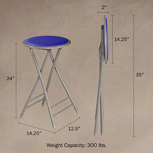 24-Inch Counter Height Bar Stool β Backless Folding Chair With 300lb Capacity For Kitchen, Recreation Room, Or Game Room By Trademark Home (Royal) Set Of 1 - Image 3