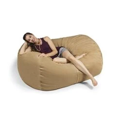 Jaxx 5.5 Foot Bean Bag Loveseat, Camel