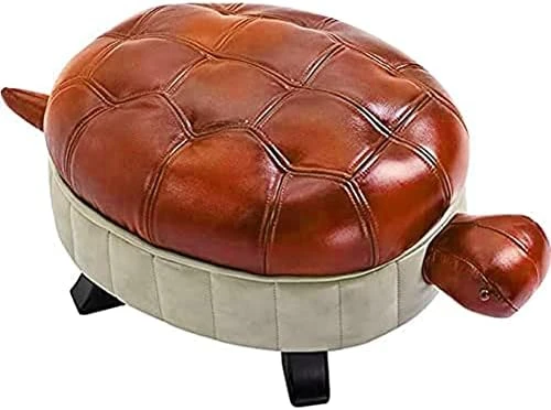 Kelendle Animal Footstool Turtle Upholstered Ottoman PU Leather Pouf Wood Foot Stool Rest For Living Room Bedroom Sofa Bench Seat Chair, Grass Green, Large - Image 14