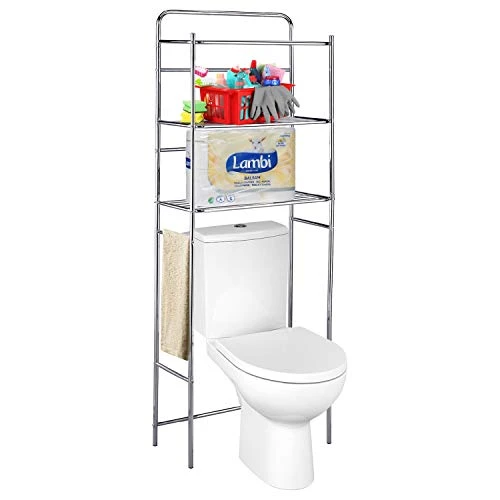 Tatkraft Tanken - Over The Toilet 3-Tier Shelf, Bathroom Space Saving Rack, 23.4 X 10.2 X 59.6 Inch.