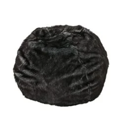 Christopher Knight Home Glendon Modern 3 Foot Faux Fur Bean Bag Cover (Only Skin), Black And White