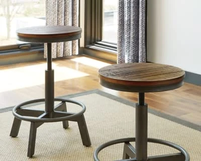 Signature Design By Ashley Torjin Industrial 24" Adjustable Height Barstool, 2 Count, Brown - Image 2