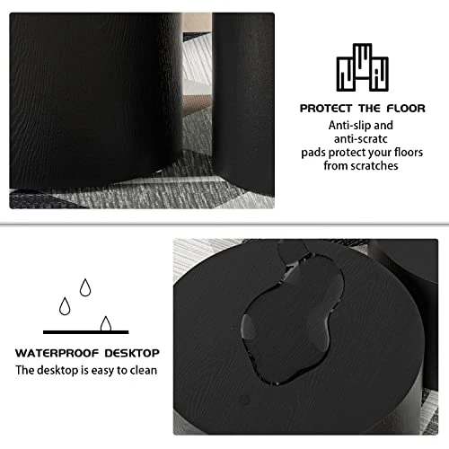 WILLIAMSPACE Nesting Coffee Table Set Of 2, Black Round Wooden Coffee Tables Modern Circle Table For Small Space Living Room Bedroom Accent End Side Table (Black-Round) - Image 4