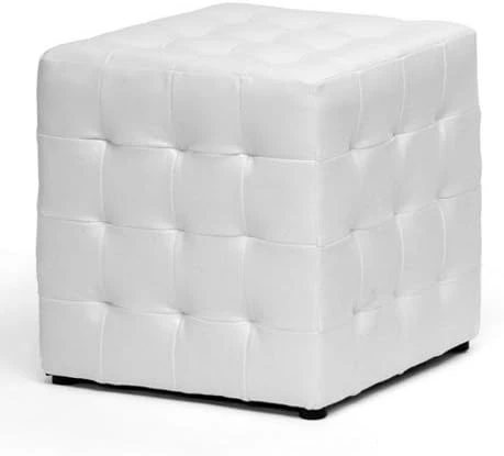 Baxton Studio Siskal Modern Cube Ottoman, White, Set Of 2, - Image 5
