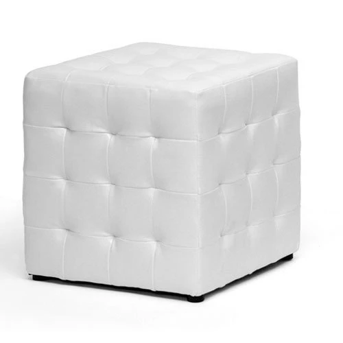 Baxton Studio Siskal Modern Cube Ottoman, White, Set Of 2,